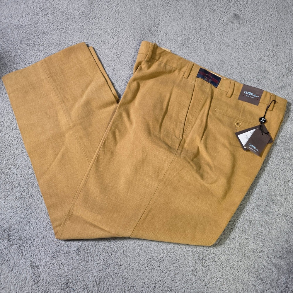 Cuseri‎ Sport Mens 36x29.5 Trousers Camel Tan Tessuti di Sondrio Made Italy NEW